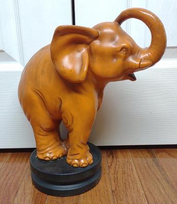 Sale Photo Thumbnail #13: Ceramic Elephant on Pedestal Sculpture