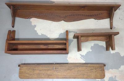 Sale Photo Thumbnail #496: 4 Vintage Wooden Wall Shelves