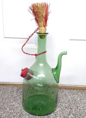 Sale Photo Thumbnail #601: Vintage Green Glass Italian Wine Decanter