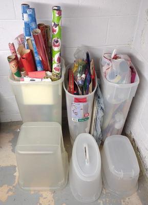 Sale Photo Thumbnail #549: Christmas Gift Wrap Container Totes w/ Contents