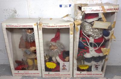 Sale Photo Thumbnail #538: 3 Telco Motionettes Of Christmas Santa Figures