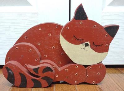 Sale Photo Thumbnail #316: Wooden Painted Cat Doorstop