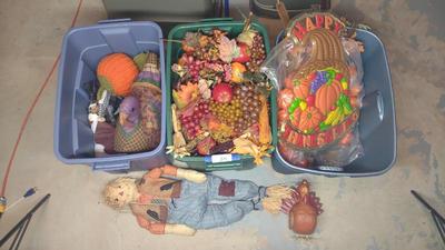 Sale Photo Thumbnail #555: 3 Totes Of Autumn / Thanksgiving Decorations