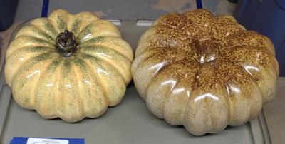 Sale Photo Thumbnail #554: 2 Ceramic Pumpkin Autumn / Fall Decorations