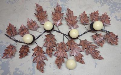 Sale Photo Thumbnail #552: Metal Autumn Leaves Candle Table Decoration