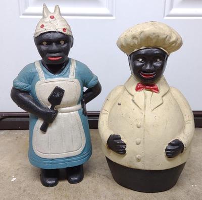 Sale Photo Thumbnail #253: 2 Large Black Americana Cast Iron Still Coin Banks