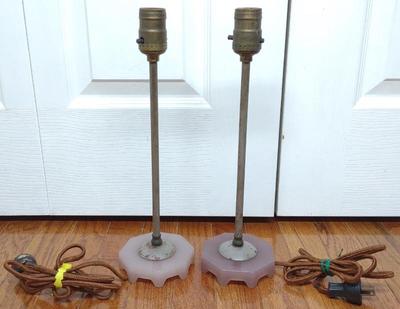 Sale Photo Thumbnail #226: Pair of Art Deco Pink Glass Table Lamps