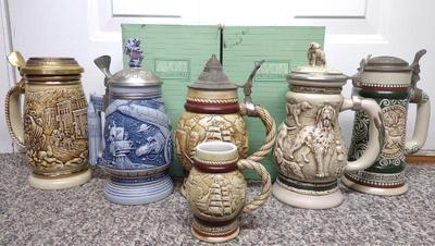 Sale Photo Thumbnail #604: 6 Avon Decorated Beer Steins
