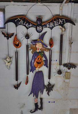 Sale Photo Thumbnail #551: Metal Halloween Witch Hanging Windchime Decoration