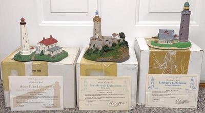Sale Photo Thumbnail #392: 3 Danbury Mint Lighthouses w/ Boxes & COA