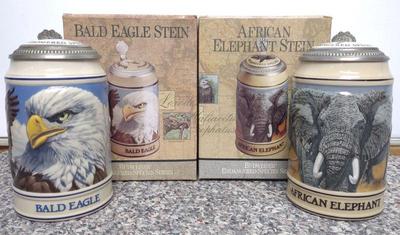 Sale Photo Thumbnail #598: 2 Anheuser Busch Endangered Species Beer Steins