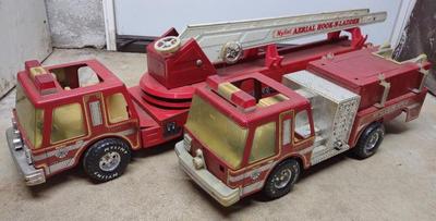 Sale Photo Thumbnail #259: 2 Vintage Nylint Pressed Steel Fire Truck Toys