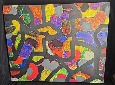 COLORFUL ABSTRACT DESIGN IN MIXED MEDIA
