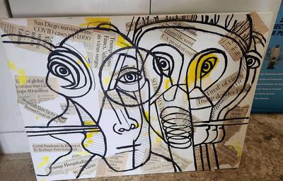 COVID AND DONALD TRUMP NEWSPAPER COLLAGE