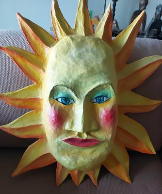 PAPER MACHE SUN FACE BY MARGARET MACINNES