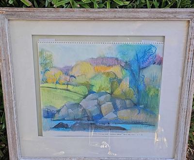 AUTUMN TREES AND ROCKS LARCHMONT HARBOR 1984