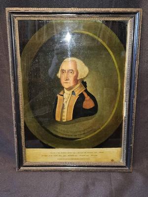 FRAMED GEORGE WASHINGTON ON REVERSE GLASS FROM 1801