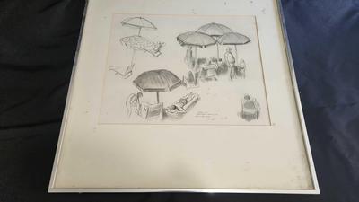 CHARCOAL SKETCH OF LARCLEMONT SHORE CLUB BY DAVID MACINNES