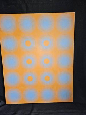 CIRCULAR BLUE AND ORANGE ABSTRACT 1963