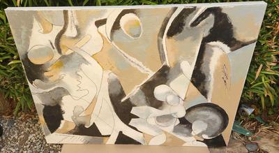 ABSTRACT BLACK AND WHITE PAINTING BY DAVID MACINNES