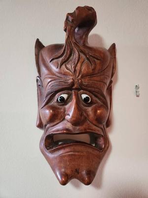 WOODEN SAD FACE MASK