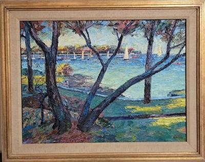 SCENIC SAIL BOAT OIL PAINTING BY DAVID MAC INNES