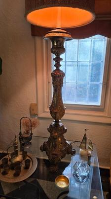 Large Brass Altar Candlestick Lamp