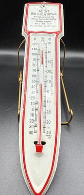 Vintage Enameled Metal Milford, NE Metal Advertising Thermometer- Butch's Welding & Repair
Lot #: 75
