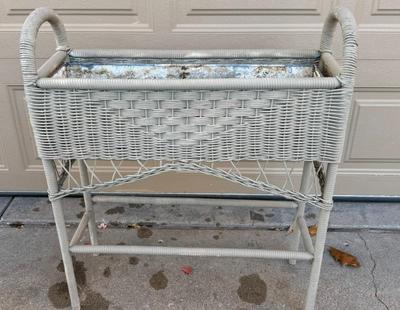 Vintage Wicker Planter Stand With Galvanized Liner
Lot #: 86