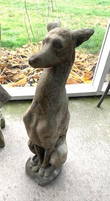 Sale Photo Thumbnail #60: Concrete seated greyhound, ht. 30"