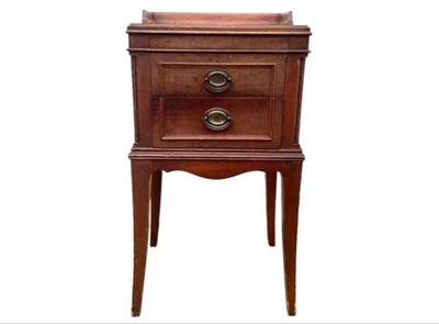 Sale Photo Thumbnail #11: Two Drawer Night Stand With Scalloped Apron, Splayed Feet, Gallery Top, & Brass Pulls