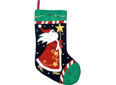 Sale Photo Thumbnail #186: Hook Stitched Christmas Stocking With Velveteen Backing