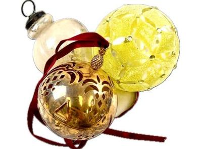 Sale Photo Thumbnail #56: Three Quality Christmas Ornaments - One Signed "Lenox Williamsburg" With Hinged Lid & Pineapple Finial