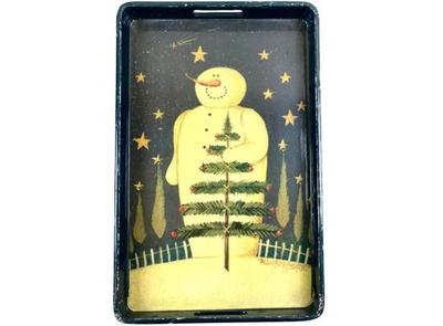 Sale Photo Thumbnail #192: Dept. 56 Christmas Snowman Holiday Serving Tray Platter MARY BETH BAXTER Artwork