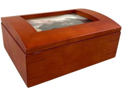 Sale Photo Thumbnail #132: Hinged Wooden Box With Photo Insert Frame On Dome Shaped Lid