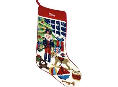 Sale Photo Thumbnail #185: Needlepoint Christmas Stocking With Velvet Backing