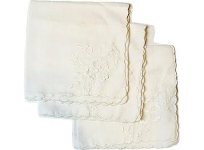 Sale Photo Thumbnail #105: Hand Embroidered Napkins - Beautiful Floral Design With Scalloped Border Finishing
