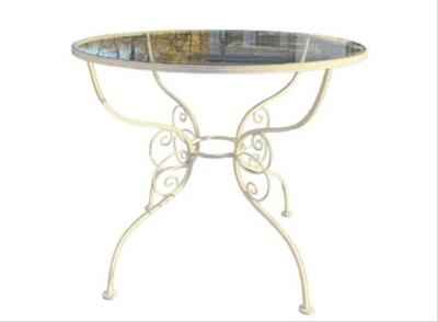 Sale Photo Thumbnail #16: Small Wrought Iron Side Table With Glass Top