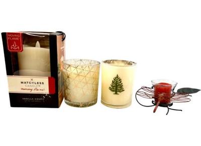 Sale Photo Thumbnail #80: Collection Of Christmas Candles Including New "Tocca Chamonix", Flameless With Box, & More!