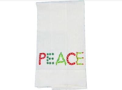 Sale Photo Thumbnail #111: Christmas Hand Linen - Hemstitched & Embroidered "Peace"