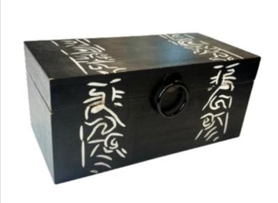 Sale Photo Thumbnail #130: Chinoiserie Inspired Wooden Document Box With Hinged Lid