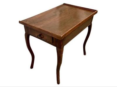 Sale Photo Thumbnail #12: Country French Louis XV Style Table - Three Sides With Gallery Top Detailing, Cabriole Legs, Single Drawer