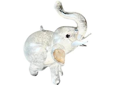 Sale Photo Thumbnail #133: Hand Blown Glass Elephant Christmas Ornament With Hand Painted Details