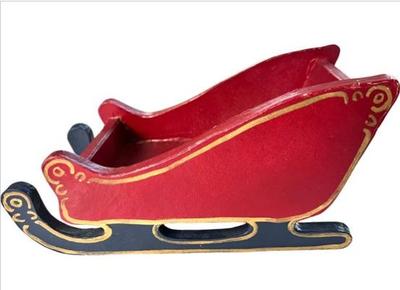 Sale Photo Thumbnail #71: Vintage Wooden Hand Painted Christmas Sleigh