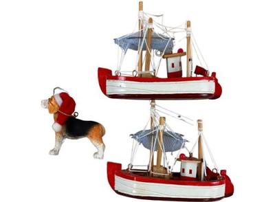 Sale Photo Thumbnail #168: Two Wooden Boats & Lab Ornament