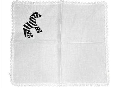 Sale Photo Thumbnail #110: Hand Embroidered Bread Basket Liner - Heavy Gauge Cotton With Zebra Embroidery