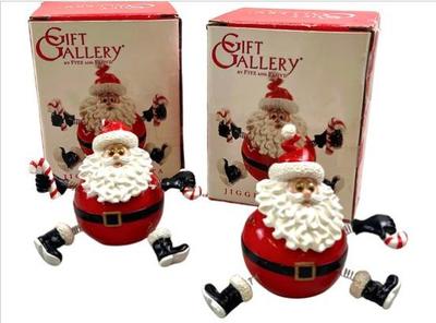 Sale Photo Thumbnail #153: Set Of Two Fitz & Floyd Santa Figures - Each With Box - Signed " Fitz & Floyd Gift Gallery - Jiggling Santa"