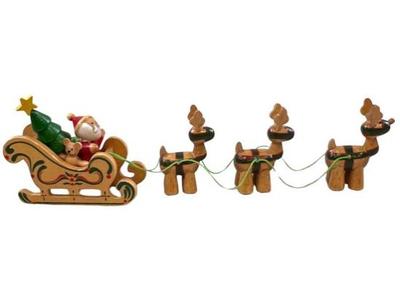 Sale Photo Thumbnail #160: Wooden Santa On Sleigh With Reindeer