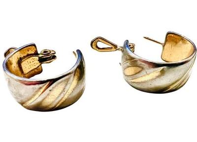 Sale Photo Thumbnail #141: "Monet" Gold Tone Hoop Earrings With French Clip Backings - Signed "Monet"