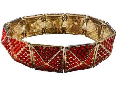 Sale Photo Thumbnail #139: Gold Tone & Raised Enamelwork Costume Square Link Bracelet